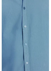  Collection Blue Unisex Regular Fit 100% Cotton Linen Look Shirt Tmnss23Go00099