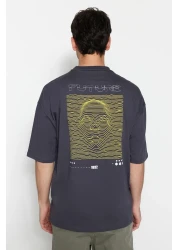  Collection تي شيرت أنثراسايت رقيق مطبوع كبير الحجم - 100% Tinne TMNSS23TS00171