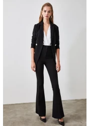  Collection High Waist Black Flare Woven Fabric Pants - Bell Bottom Twoaw20Pl0094