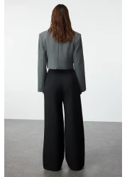  Collection بنطال قماش أسود مطوي بأرجل واسعة - TWOSS21PL0189