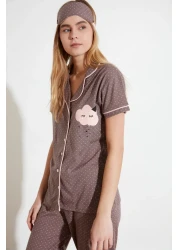  Collection Mink Printed Shirt-Pants Knitted Pajamas Set THMSS21PT0876