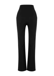  Collection بنطال قماش أسود مطوي بأرجل واسعة - TWOSS21PL0155