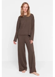  Collection Brown Corded Knitted Pajama Set Thmaw21Pt0684