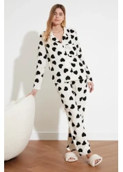  Collection Ecru Heart Viscose Woven Pajamas Set Thmaw21Pt0936