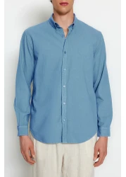  Collection Blue Unisex Regular Fit 100% Cotton Linen Look Shirt Tmnss23Go00099