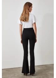 Collection High Waist Black Flare Woven Fabric Pants - Bell Bottom Twoaw20Pl0094
