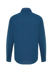  Collection Indigo Slim Fit Epaulettes Shirt - Long Sleeve, 100% Cotton, Tmnss20Go0189