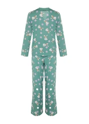  Collection Multicolor Rabbit Print Viscose Woven Pajamas Set Thmaw21Pt0048