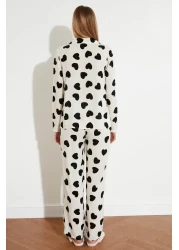  Collection Ecru Heart Viscose Woven Pajamas Set Thmaw21Pt0936