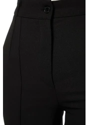  Collection Black Straight Cut High Waist Ribbed Stitched Woven Trousers TWOSS21PL0093