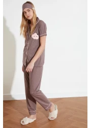  Collection Mink Printed Shirt-Pants Knitted Pajamas Set THMSS21PT0876