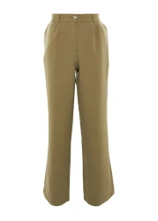  Collection High Waist Wide Leg Pleated Fabric Pants - Light Khaki Twoaw21Pl0076