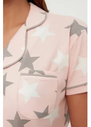  Collection Powder Star Shirt-Pants Knitted Pajamas Set Thmss21Pt0786