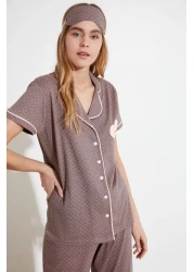  Collection Mink Printed Shirt-Pants Knitted Pajamas Set THMSS21PT0876