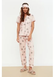  Collection Powder Star Shirt-Pants Knitted Pajamas Set Thmss21Pt0786