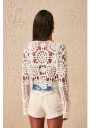  Collection Ecru Crop Knitwear Look Beach Blouse Tbess20Bz0572