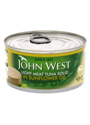 جون ويست لحم تونة صلب أبيض في زيت عباد الشمس 170 غرام حزمة من 3