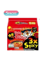 ساميانغ بولداك ×3 رامين بنكهة الدجاج الحار 140 غرام حزمة من 5