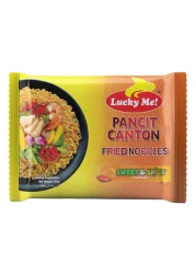 Lucky Me! Pancit Canton Chowmein Noodles Sweet And Spicy Flavour 6 Noodles 60g Pack of 2