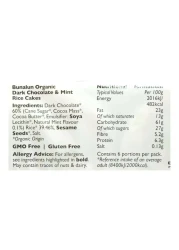 Bunalun Organic Dark Chocolate And Mint Rice Cakes 100g
