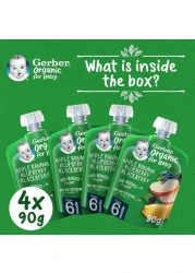 جيربر عضوي مع التفاح والموز والتوت الأزرق والتوت الأسود، 90 غرام، عبوة من 4 قطع