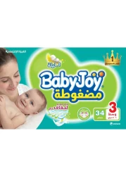 بيبي جوي دايموند حفاضات مضغوطة للأطفال مقاس متوسط ​​3 من 6 إلى 12 كلغ حزمة اقتصادية 34 حفاض