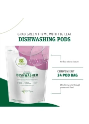 Grab Green Automatic Dishwashing Detergent Pods 24 Count Thyme Fig Leaf Scent Plant and Mineral Based Superior Cleaning Powerful Grease Removal