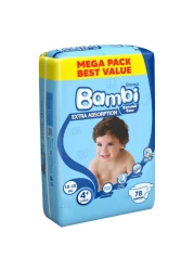 سانيتا بامبي حفاض مقاس كبير جدًا 4+ للأطفال بوزن 10 إلى 18 كغ حزمة كبيرة من 78 حفاض