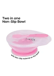 ديزني ميني ماوس طقم وعاء وملعقة من السيليكون - وردي