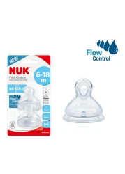NUK First Choice Plus Flow Control Silicone Teat SNK717 Clear 2 PCS