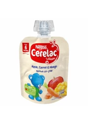 نستله سيريلاك طعام أطفال مهروس تفاح، جزر ومانغو 90 غرام