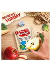 Nestle Cerelac Fruits and Vegetables Puree Pouch, Broccoli, Parsnip, Apple and Pear, from 6 Months, 90g