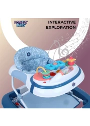 Lovely Baby 2 in 1 With Rocking Function Baby Walker BW LB 289, With Activity, Toys, Playing Tray, Safety Break - Safe, Functional, Baby Walker - Multifunctional, Portable, For Growing Ages - Blue
