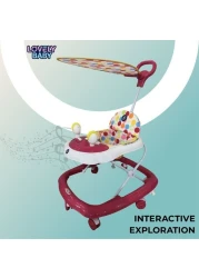 Lovely Baby Foldable Kids Walker LB 581HC with Adjustable Height, Music &amp; Toys, Rotating Wheels, Handle, Foldable Safe Activity Walker for Toddlers, Small Infant Boy Girl 6-18 M - Pink