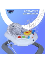 Lovely Baby Foldable Kids Walker LB 256 with Adjustable Height, Musical Toys, Rotating Wheels, Comfortable &amp; Safe Activity Walker for Toddlers, Small Infant Boy Girl 6-18 months - Grey