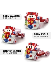 Teknum 3 - IN - 1 Baby Walker / Kids Cycle / Scooter Skates w / Musical keyboard - Red