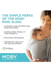 Moby Ring Sling Wrap Carrier HandsFree Versatile Support Wrap for Mothers Fathers and Caregivers Breathable Baby Wrap Carrier for Newborns Infants Toddlers Supports 830 lbs Pewter