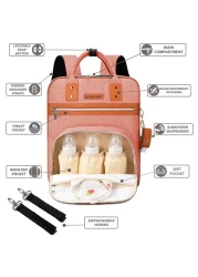 Little Story 2in1 Diaper Bag w / Sanitizer Bottle keychain &amp; Stroller Hooks - Pink