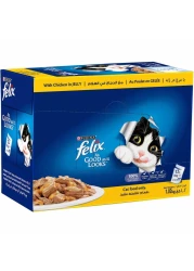 Purina Felix As Good As It Looks with Chicken in Jelly Adult Cat Food, 85g Pack of 12