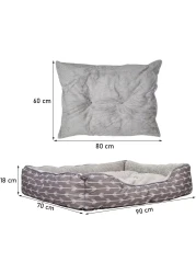 Dog bed for large and medium dogs, Orthopedic pet bed couch with anti-slip bottom, Comfortable and breathable dog bed, Machine washable pet beds 90 cm (Grey)