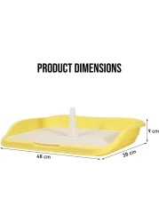 Dog potty toilet with Pee post, Detachable grid, and Raised fence, Anti-splash dog pee pad holder for small to medium-sized dogs, Reusable dog potty training toilet 48 cm (Yellow)
