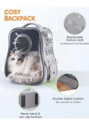 Vsell24 Cat Backpack Carrier Transparent Space Capsule Backpack For Traveling, Camping And Hiking For Cats Kittens And Puppies 40X33.5X24Cm