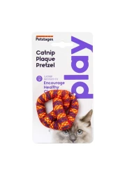 Catstages Catnip Plaque Away Pretzel Dental Cat Chew Toy Catnip Toy Orange