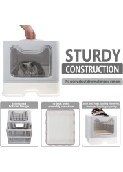 Cat Litter Box with Lid (Grey)