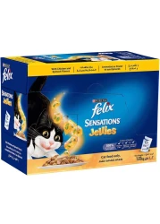 Purina Felix Sensations Jellies with Chicken and Spinach Flavours Cat Wet Food, 85g Pack of 12