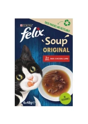 بيورينا فيليكس شوربة أوريجينال مع طعام رطب للقطط البقري والدجاج ولحم الضأن 48 غرام حزمة من 6