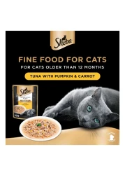 Sheba Tuna with Pumpkin and Carrot Flavour in Gravy Fine Food for Cats, 12 Months and above, 70g Pack of 12