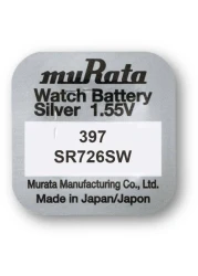 Murata 397 (SR726SW) 1.55V Silver Oxide 0% Hg Mercury Free Battery For Watches - 10 Batteries