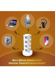 MODI 4 Layers Tower Extension Cord Socket USB Ports