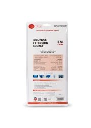 AFRA Universal Extension Cord, 4 Way, 4 Universal Sockets, 5 Meter Cable, Easy Set-Up &amp; Storage, Shockproof, 250V, AF-004EXRD-5MT, With 2 Years Warranty